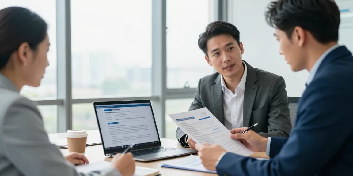 Zakelijke lening zonder jaarcijfers bespreken tussen ondernemer en adviseur in modern kantoor.