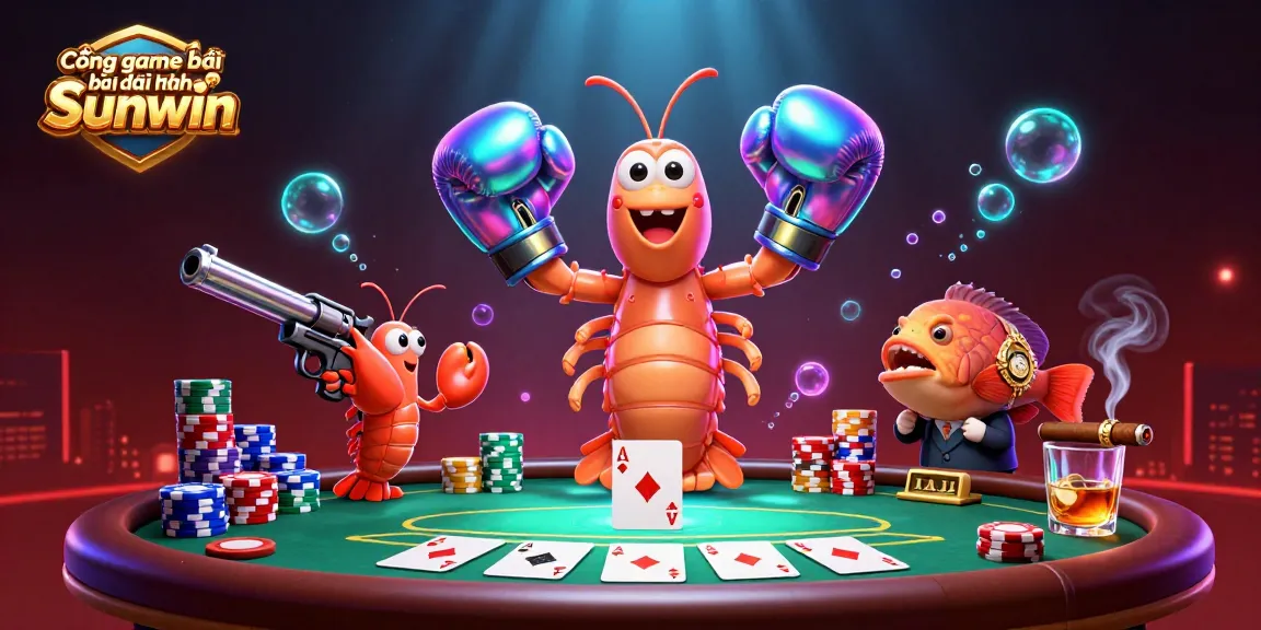 Cổng game bài đổi thưởng Sunwin showcases dynamic card play featuring vibrant characters and competitive poker elements.