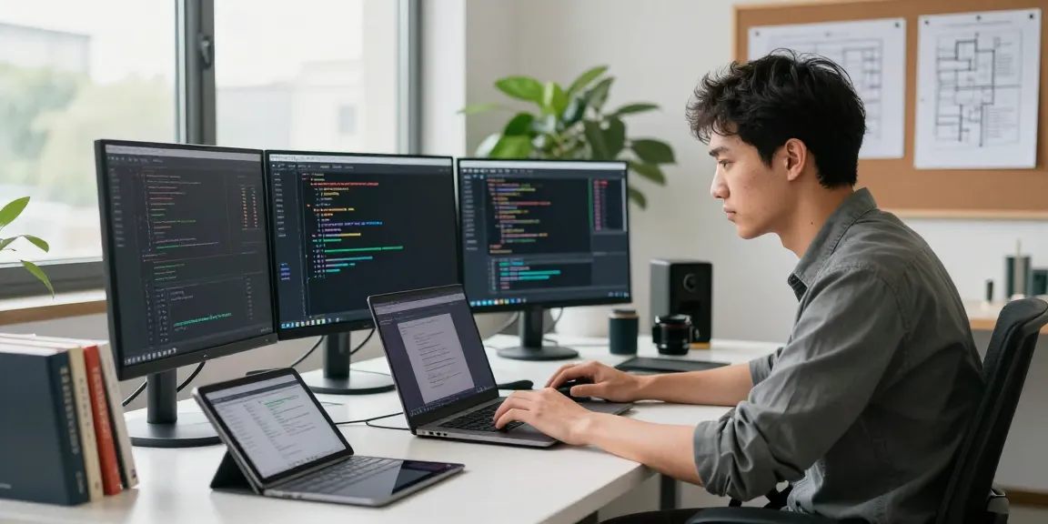 LLM optimization in a modern tech workspace showcasing software engineering tools and performance metrics.